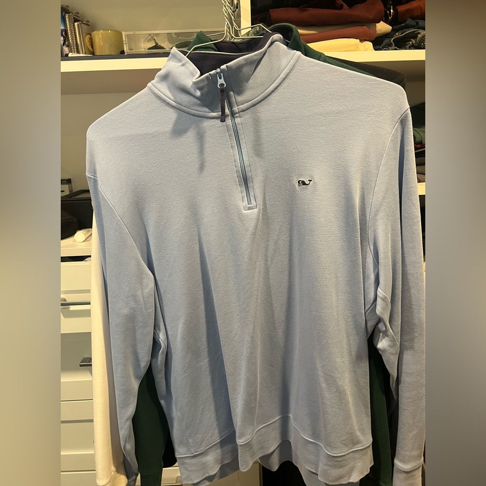Vineyard Vines Blue and Gray Quarter-Zip Pullover